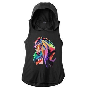 Awesome Horse Horseback Riding Equestrian Lovers Gifts Ladies PosiCharge Tri-Blend Wicking Draft Hoodie Tank