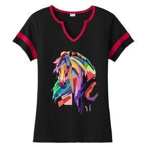 Awesome Horse Horseback Riding Equestrian Lovers Gifts Ladies Halftime Notch Neck Tee