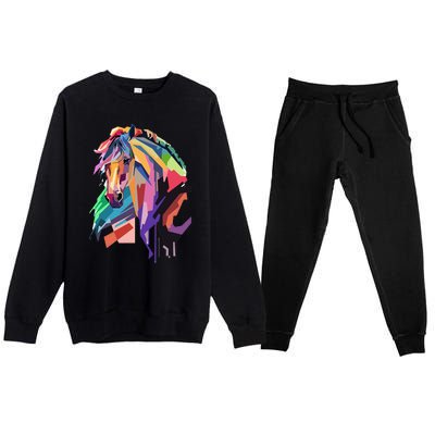 Awesome Horse Horseback Riding Equestrian Lovers Gifts Premium Crewneck Sweatsuit Set