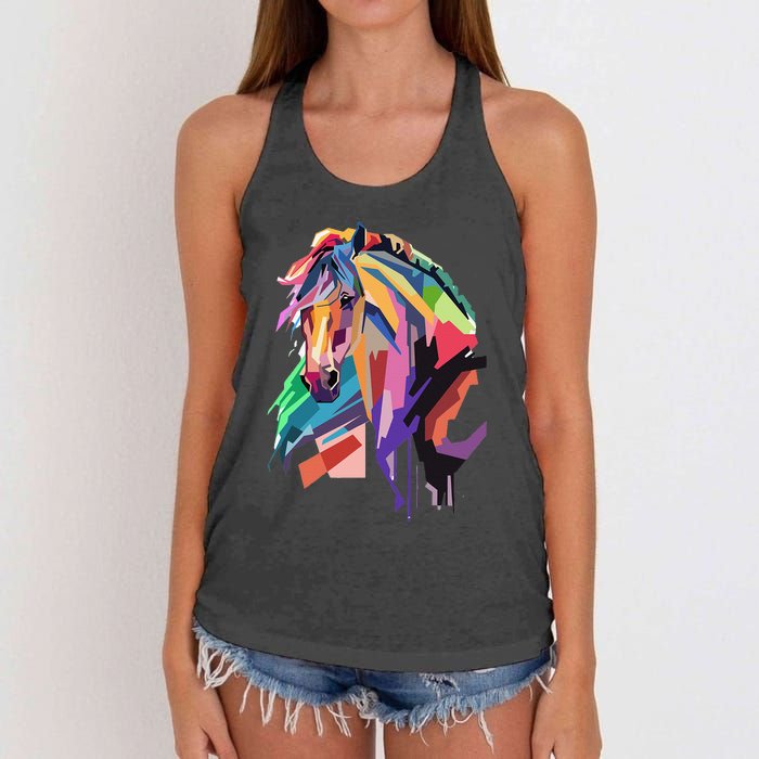 Awesome Horse Horseback Riding Equestrian Lovers Gifts Women's Knotted Racerback Tank