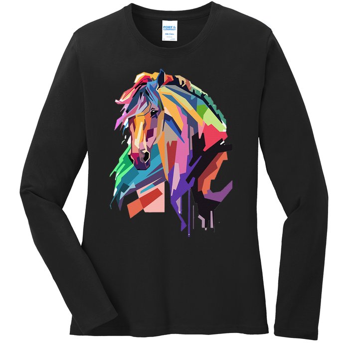 Awesome Horse Horseback Riding Equestrian Lovers Gifts Ladies Long Sleeve Shirt