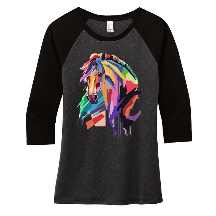 Awesome Horse Horseback Riding Equestrian Lovers Gifts Women's Tri-Blend 3/4-Sleeve Raglan Shirt