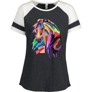 Awesome Horse Horseback Riding Equestrian Lovers Gifts Enza Ladies Jersey Colorblock Tee