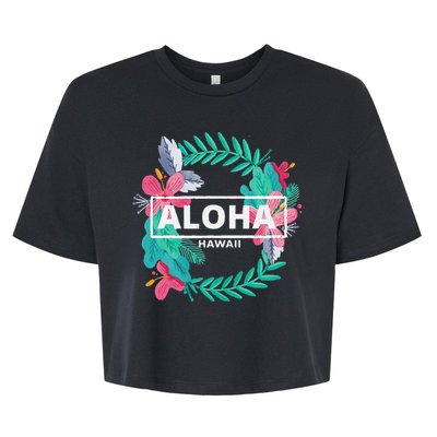 Aloha Hawaii Hibiscus Flowers Bella+Canvas Jersey Crop Tee