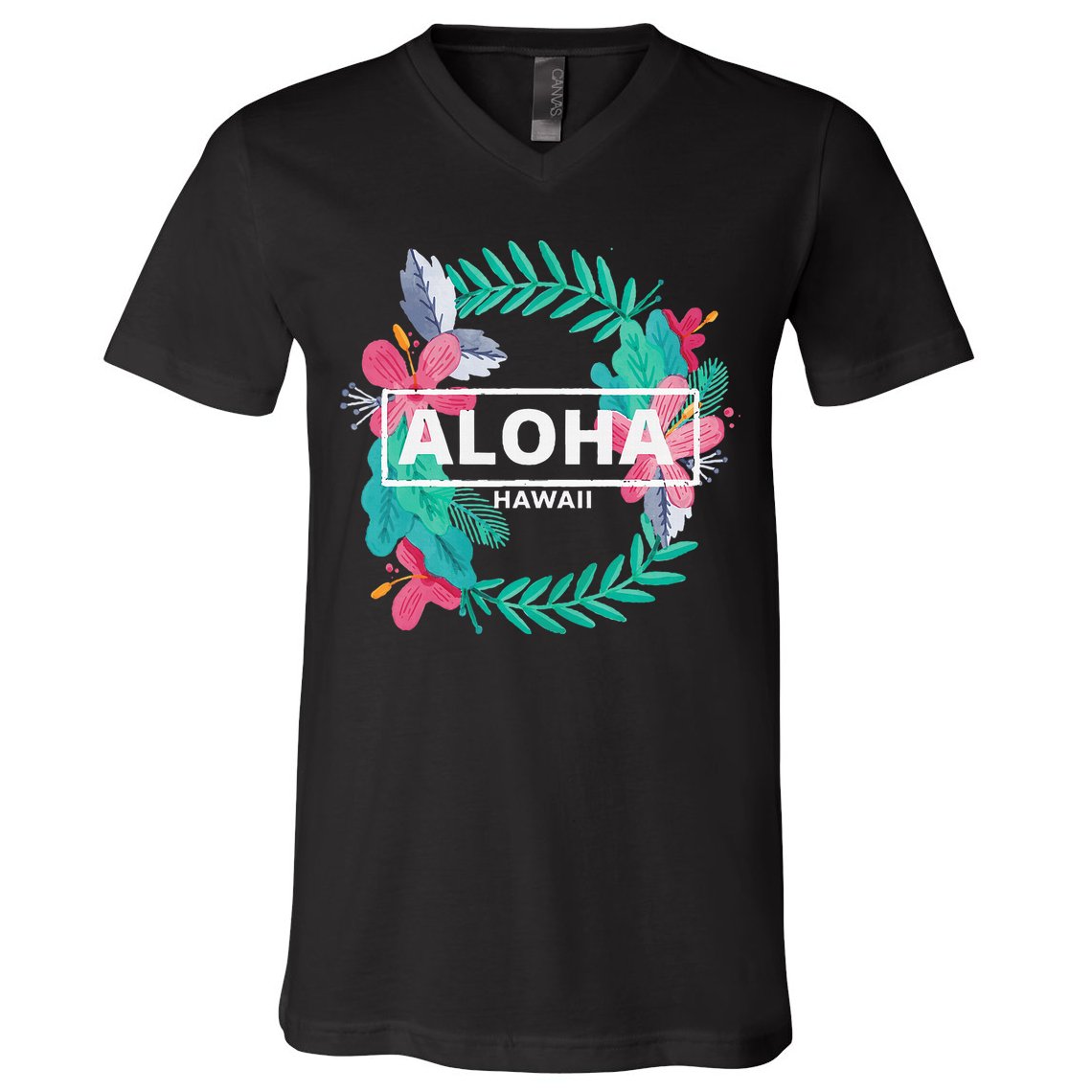 Aloha Hawaii Hibiscus Flowers V-Neck T-Shirt