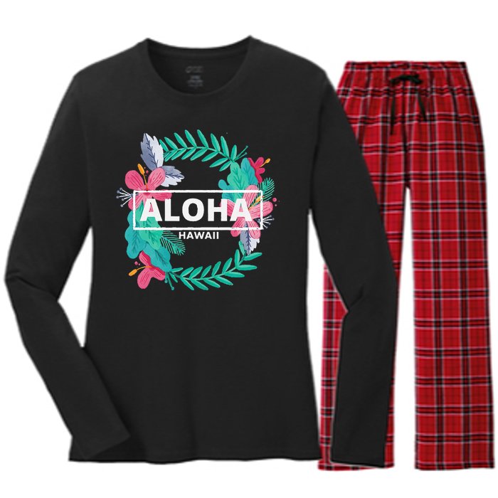 Aloha Hawaii Hibiscus Flowers Women's Long Sleeve Flannel Pajama Set 