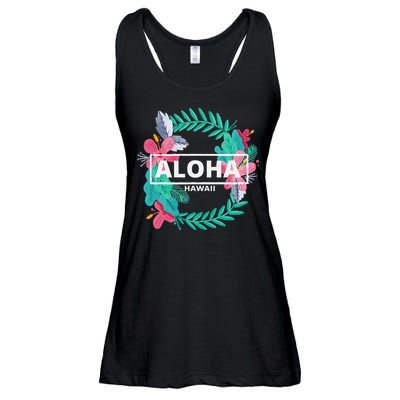 Aloha Hawaii Hibiscus Flowers Ladies Essential Flowy Tank