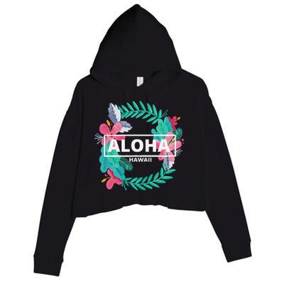 Aloha Hawaii Hibiscus Flowers Crop Fleece Hoodie