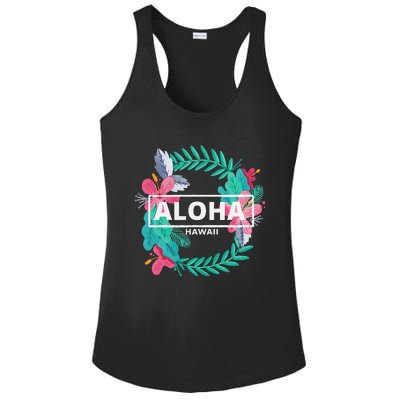 Aloha Hawaii Hibiscus Flowers Ladies PosiCharge Competitor Racerback Tank