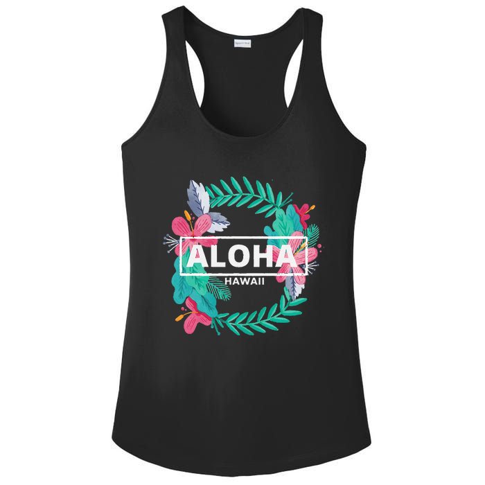 Aloha Hawaii Hibiscus Flowers Ladies PosiCharge Competitor Racerback Tank