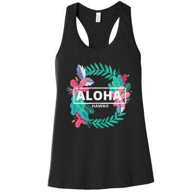 Aloha Hawaii Hibiscus Flowers Women's Racerback Tank