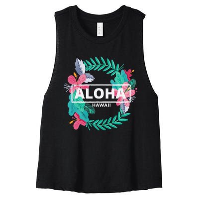 Aloha Hawaii Hibiscus Flowers Women's Racerback Cropped Tank