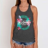 Aloha Hawaii Hibiscus Flowers Women's Knotted Racerback Tank