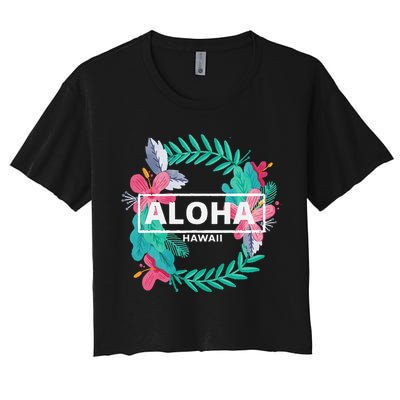 Aloha Hawaii Hibiscus Flowers Women's Crop Top Tee