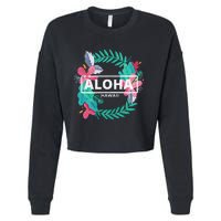 Aloha Hawaii Hibiscus Flowers Cropped Pullover Crew