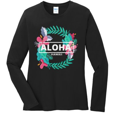 Aloha Hawaii Hibiscus Flowers Ladies Long Sleeve Shirt