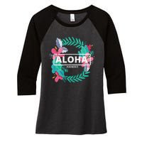 Aloha Hawaii Hibiscus Flowers Women's Tri-Blend 3/4-Sleeve Raglan Shirt