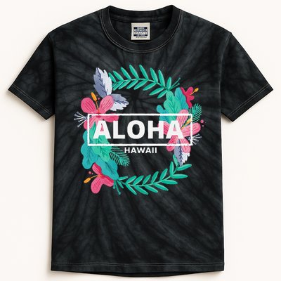 Aloha Hawaii Hibiscus Flowers Kids Tie-Dye T-Shirt