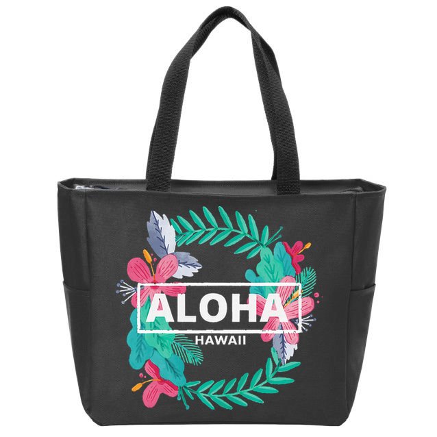 Aloha Hawaii Hibiscus Flowers Zip Tote Bag
