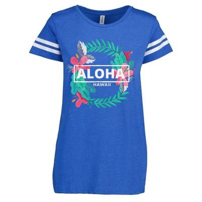 Aloha Hawaii Hibiscus Flowers Enza Ladies Jersey Football T-Shirt