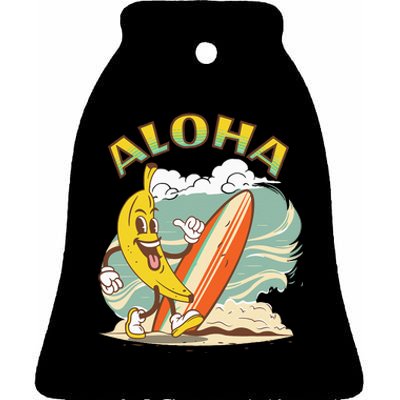 Aloha Hawaii Hawaiian Island Tees Surf Ceramic Bell Ornament