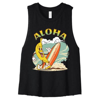 Aloha Hawaii Hawaiian Island Tees Surf Women's Racerback Cropped Tank