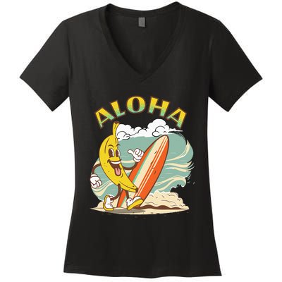 Aloha Hawaii Hawaiian Island Tees Surf Women's V-Neck T-Shirt