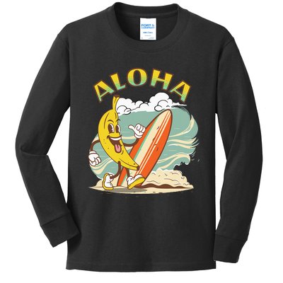 Aloha Hawaii Hawaiian Island Tees Surf Kids Long Sleeve Shirt