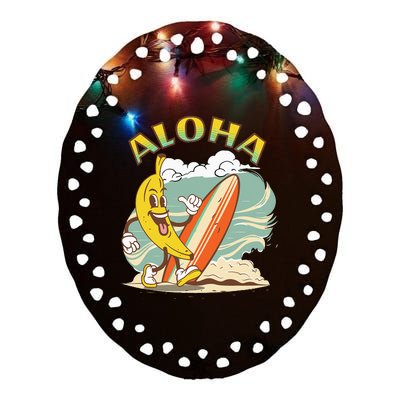 Aloha Hawaii Hawaiian Island Tees Surf Ceramic Oval Ornament