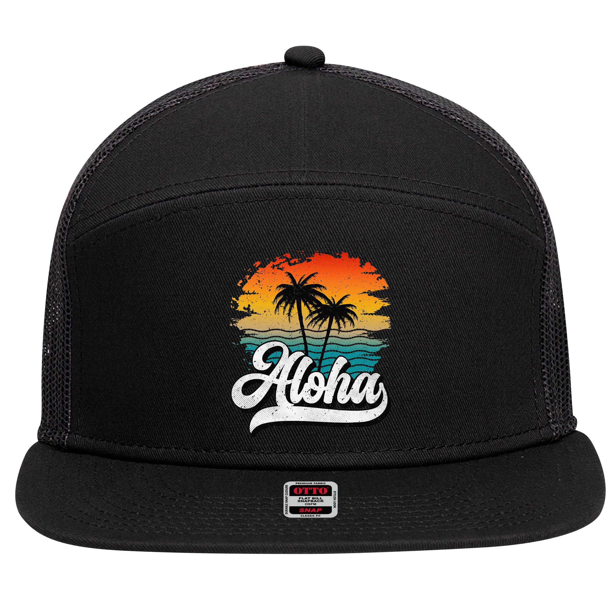 Aloha Hawaii Hawaii Lover Retro Aloha 7 Panel Mesh Trucker Snapback Hat
