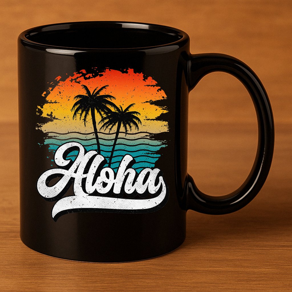 Aloha Hawaii Hawaii Lover Retro Aloha 11oz C Handle Ceramic Mug