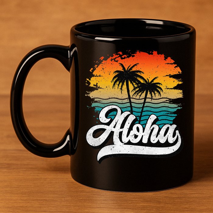 Aloha Hawaii Hawaii Lover Retro Aloha 11oz C Handle Ceramic Mug