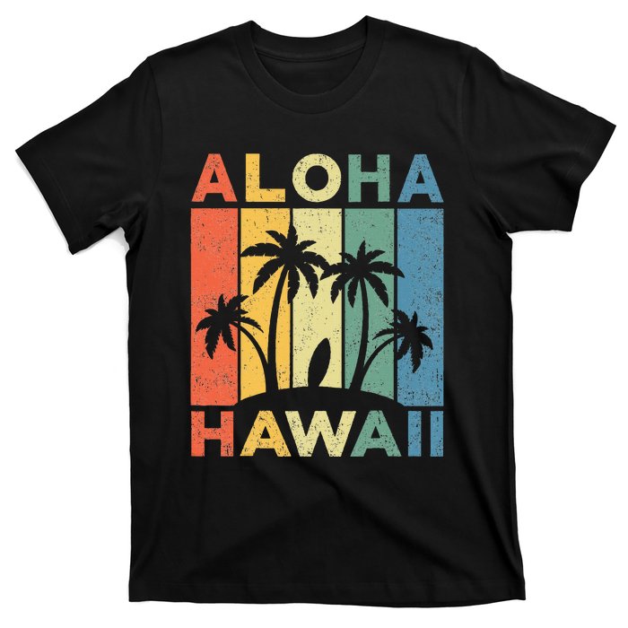 Aloha Hawaii Hawaiian Island Palm Beach Surfboard Surf T-Shirt