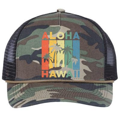 Aloha Hawaii Hawaiian Island Palm Beach Surfboard Surf Retro Rope Trucker Hat Cap