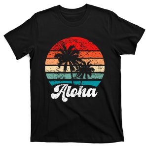 Aloha Hawaii Hawaiian Island Palm Tree Beach Retro 70s 80s T-Shirt