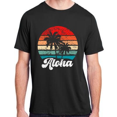 Aloha Hawaii Hawaiian Island Palm Tree Beach Retro 70s 80s Adult ChromaSoft Performance T-Shirt