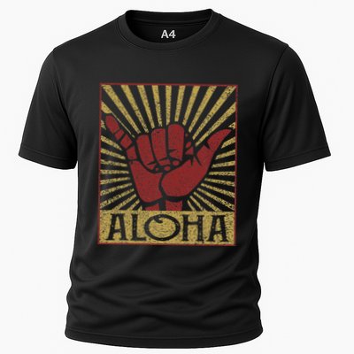 Aloha Hawaiian Hawaii Vintage Distressed Shaka Sign Performance Shirt