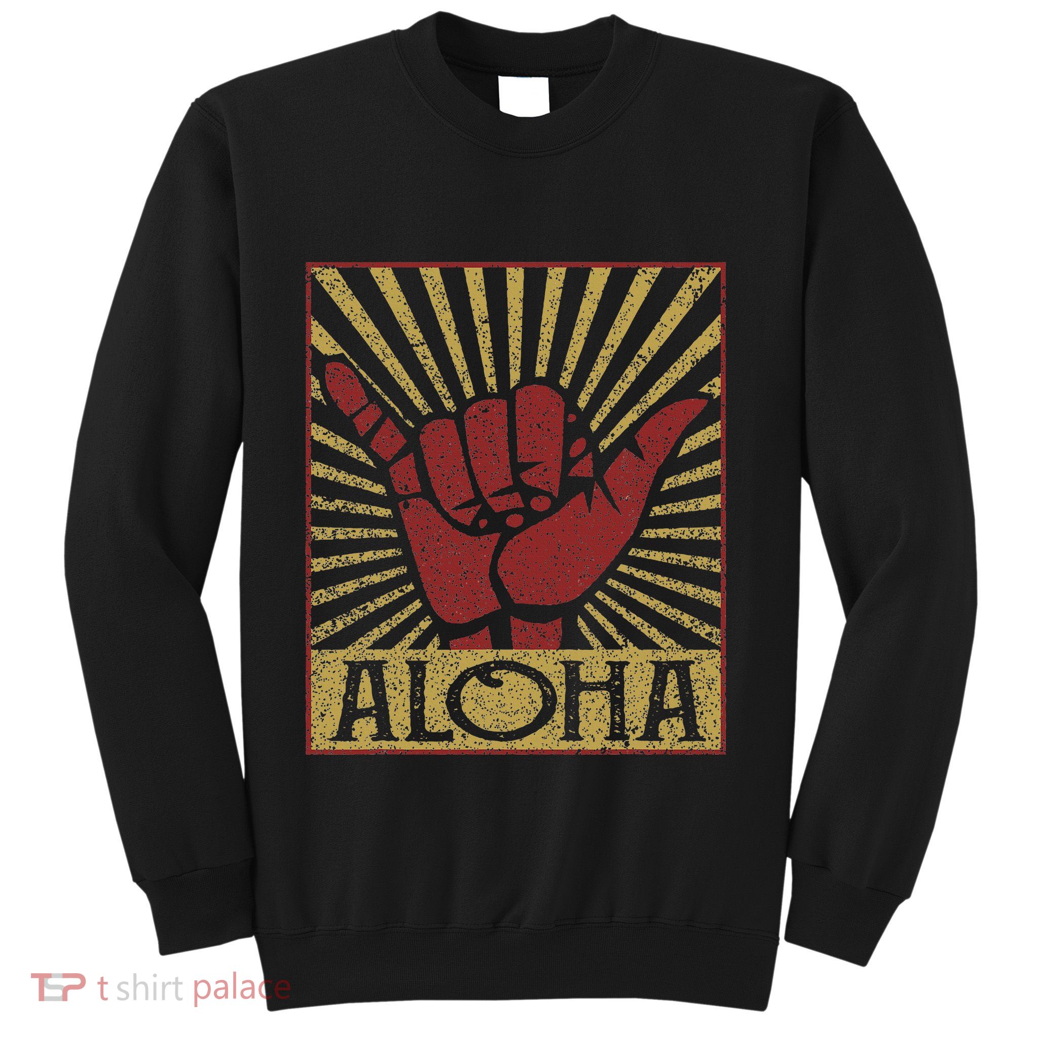 Aloha Hawaiian Hawaii Vintage Distressed Shaka Sign Sweatshirt