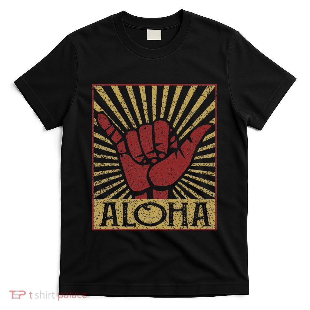 Aloha Hawaiian Hawaii Vintage Distressed Shaka Sign T-Shirt