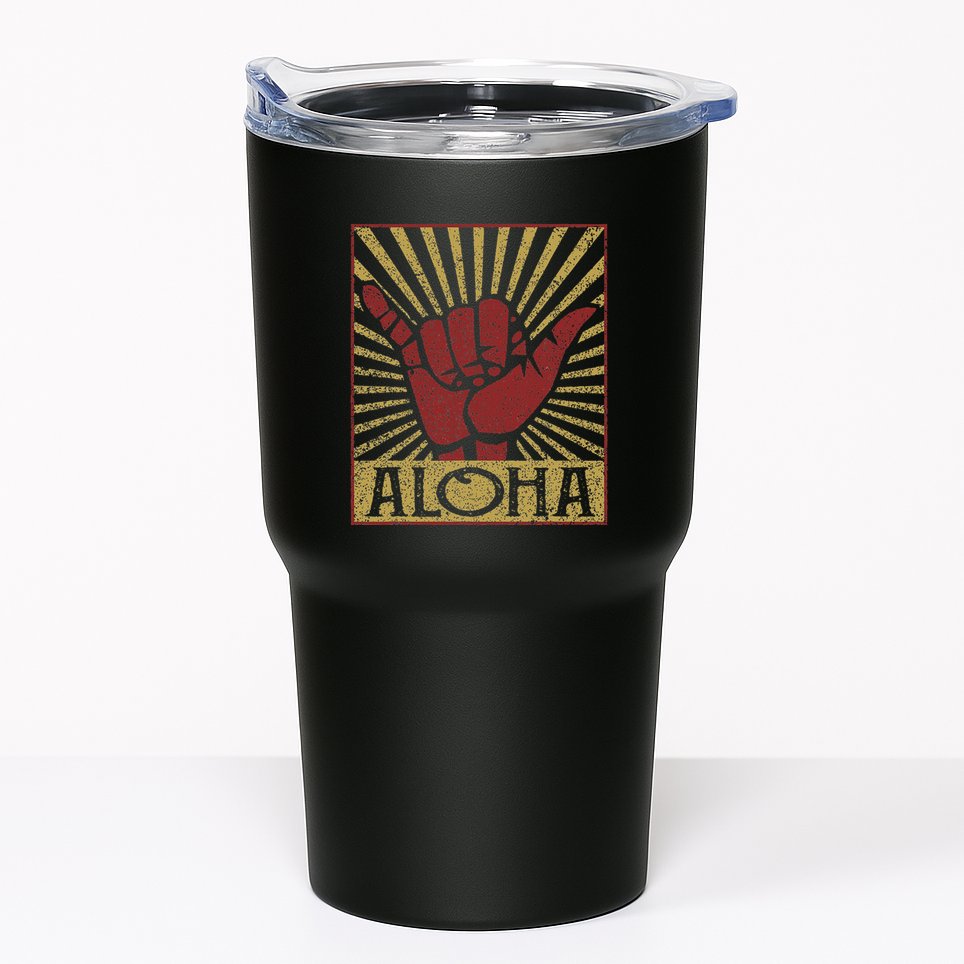 Aloha Hawaiian Hawaii Vintage Distressed Shaka Sign Tumbler