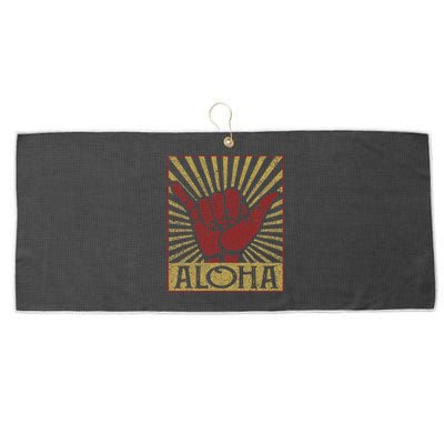 Aloha Hawaiian Hawaii Vintage Distressed Shaka Sign Large Microfiber Waffle Golf Towel