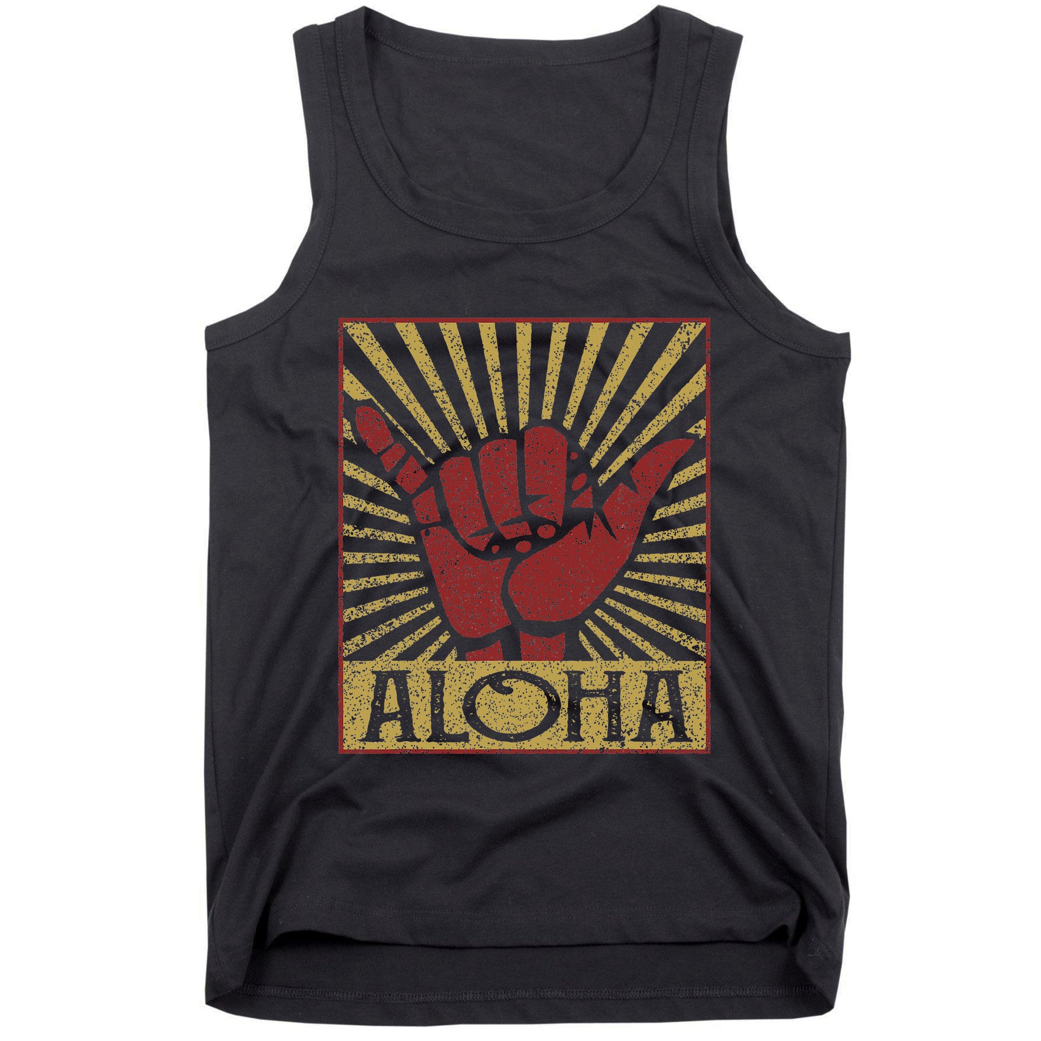 Aloha Hawaiian Hawaii Vintage Distressed Shaka Sign Tank Top