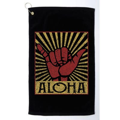 Aloha Hawaiian Hawaii Vintage Distressed Shaka Sign Golf Towel