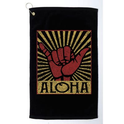 Aloha Hawaiian Hawaii Vintage Distressed Shaka Sign Platinum Collection Golf Towel