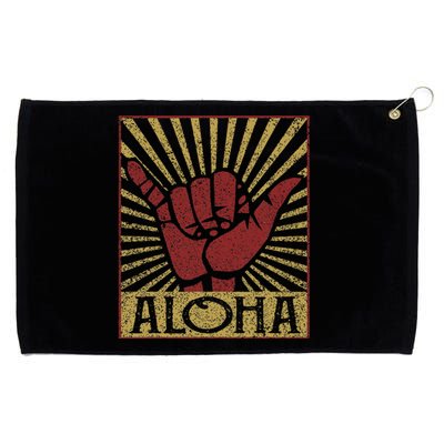 Aloha Hawaiian Hawaii Vintage Distressed Shaka Sign Grommeted Golf Towel