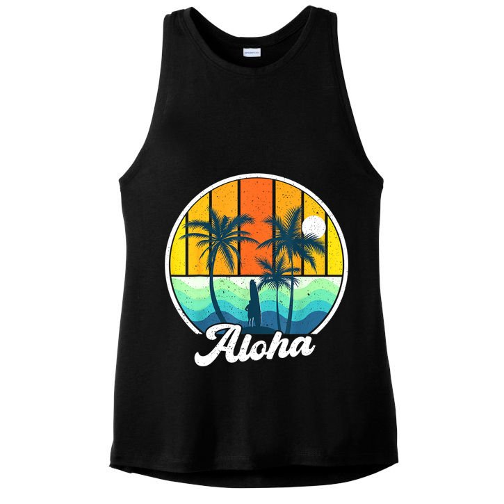 Aloha Hawaii Hawaiian Shirts For Boys Girls Palm Tree Surf Ladies PosiCharge Tri-Blend Wicking Tank