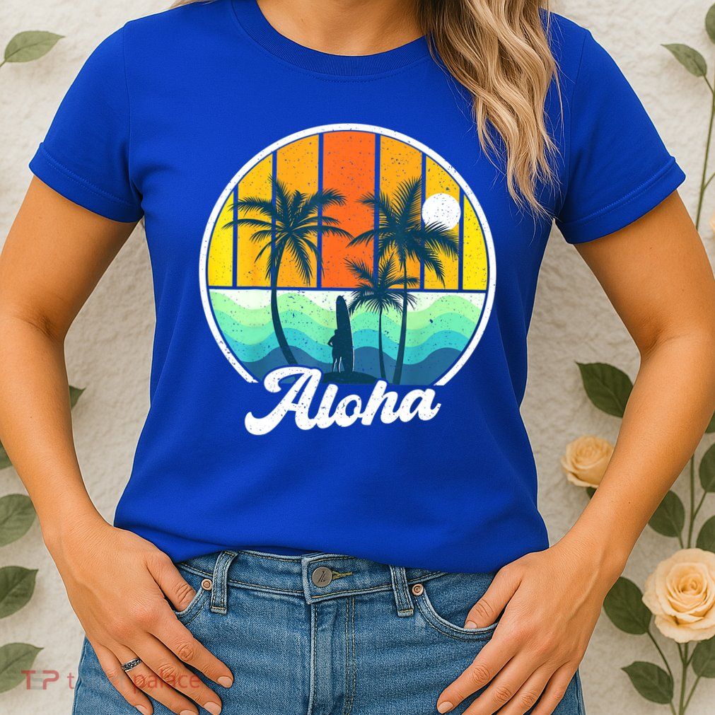 Aloha Hawaii Hawaiian Shirts For Boys Girls Palm Tree Surf Womens T-Shirt