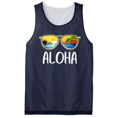 Aloha Hawaii Hawaiian Island Sunglasses Palm Trees Beach Mesh Reversible Basketball Jersey Tank