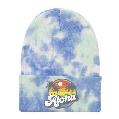 Aloha Hawaii Hawaiian Island Vacation Palm Trees Beach Gift Tie Dye 12in Knit Beanie