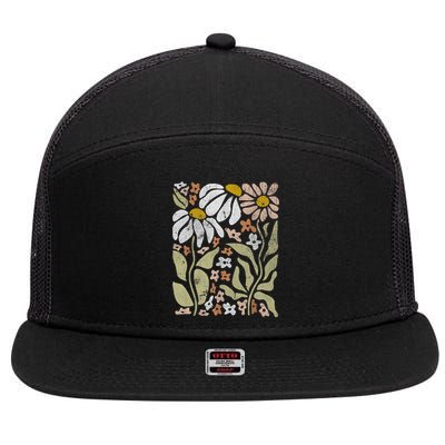 Aloha Hawaiian Hibiscus Flower Hawaii Vacation 7 Panel Mesh Trucker Snapback Hat